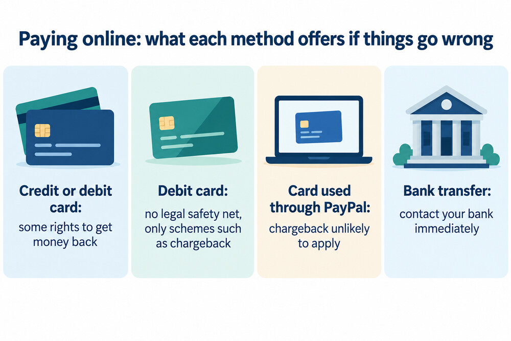 How a card payment and a bank transfer differ in the routes available to get money back