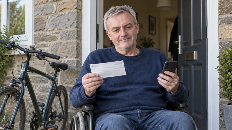 A seller holding a cheque for more than the agreed price, with a message asking for the difference back