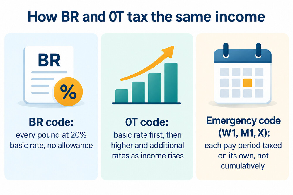 How BR and 0T treat the same income differently as pay rises