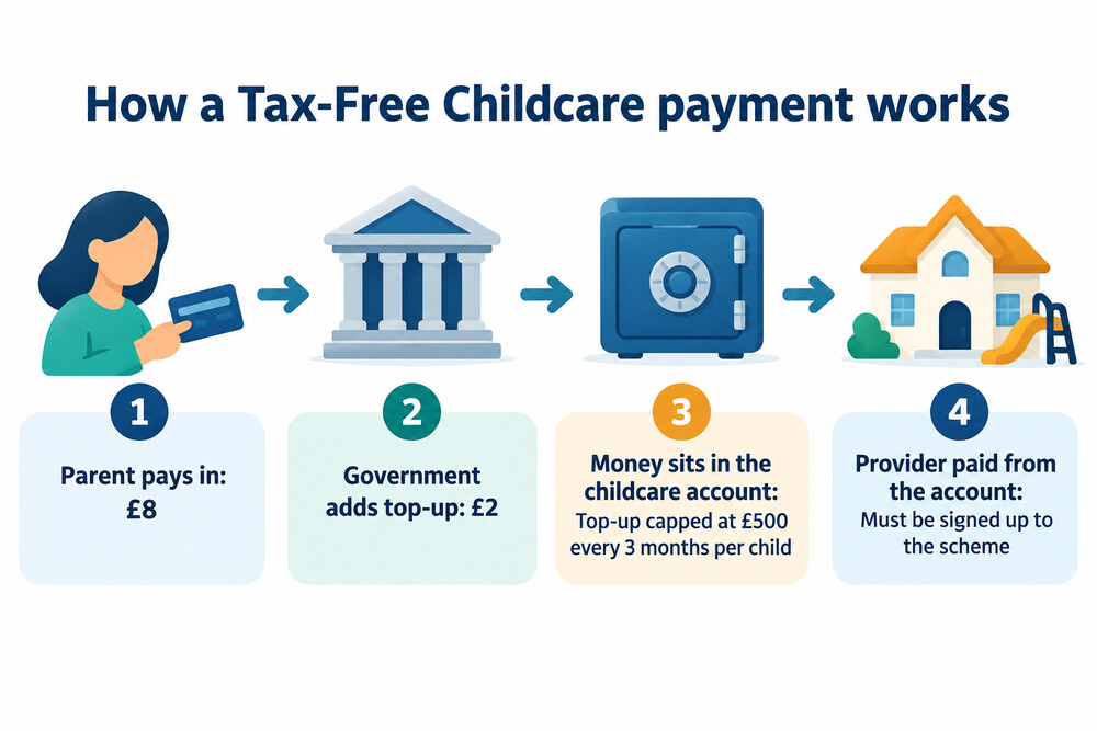 How money moves through a Tax-Free Childcare account