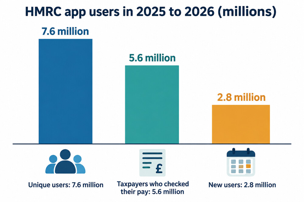 HMRC app use in 2025 to 2026: total and new users