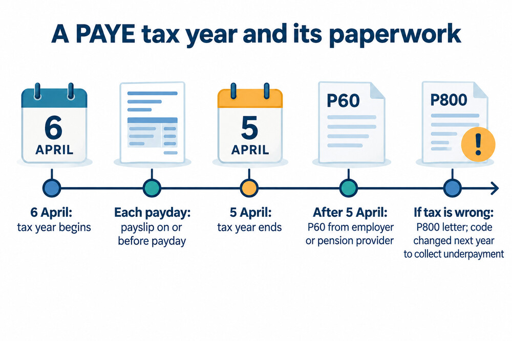 Timeline of a PAYE tax year from April to April