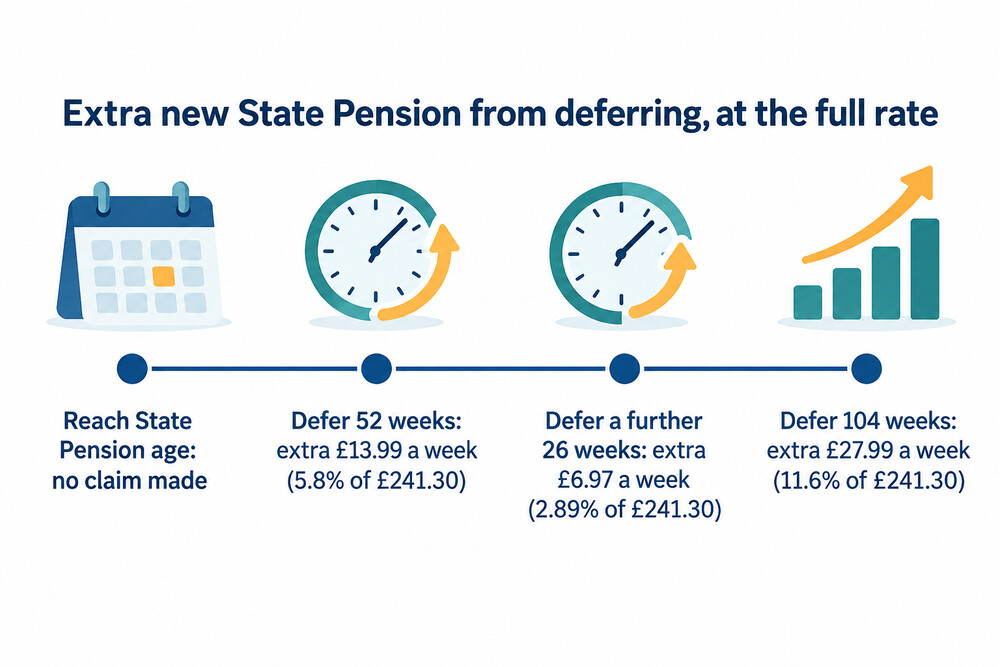 A timeline showing a deferred State Pension claim and the extra weekly amount it produces