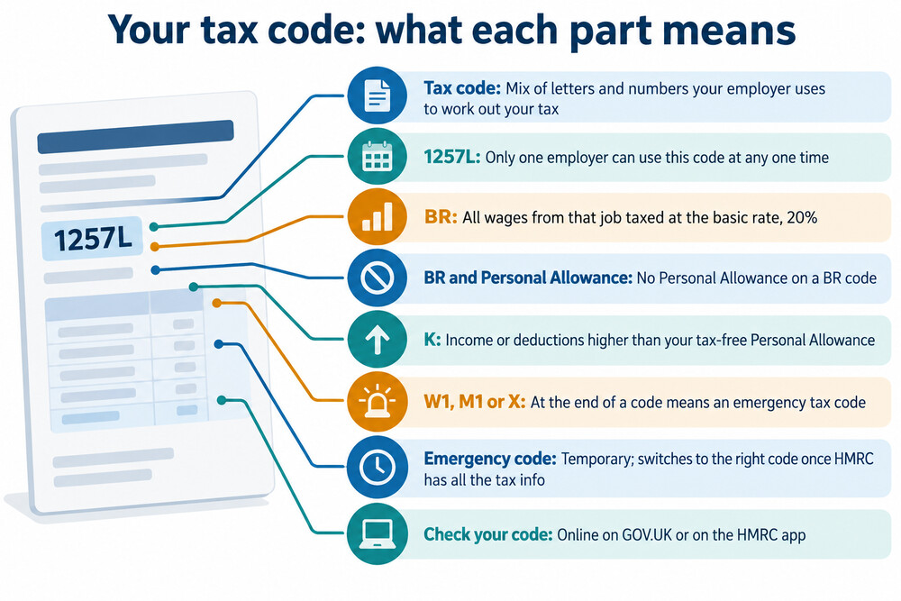 The HMRC app screen showing an employee's current tax code